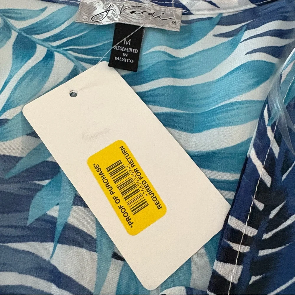 J. Valdi Palm Leaf Swim Cover-up in Blue/White/Green Size Med — SUMMER STAPLE - Picture 10 of 12